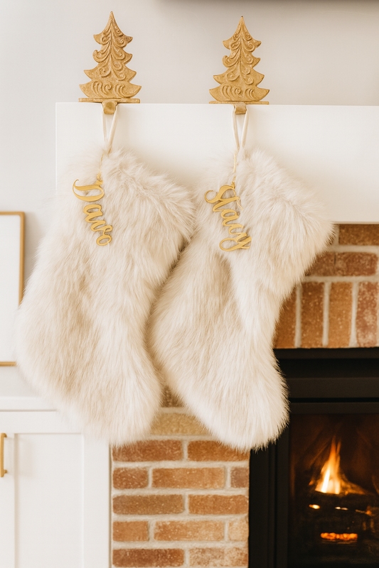 Mirror Gold Stocking Name Tag